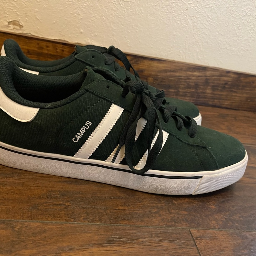 Adidas Campus Green and White Sneakers
